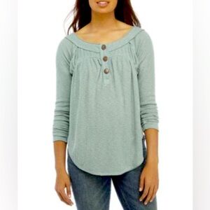 We the Free by Free People Must Have Henley Thermal Top in Blue Green Size S